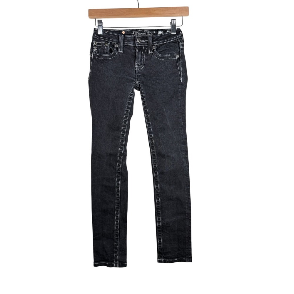 Miss Me Girls Skinny Embellished Jeans size 10 Black JK5876S2